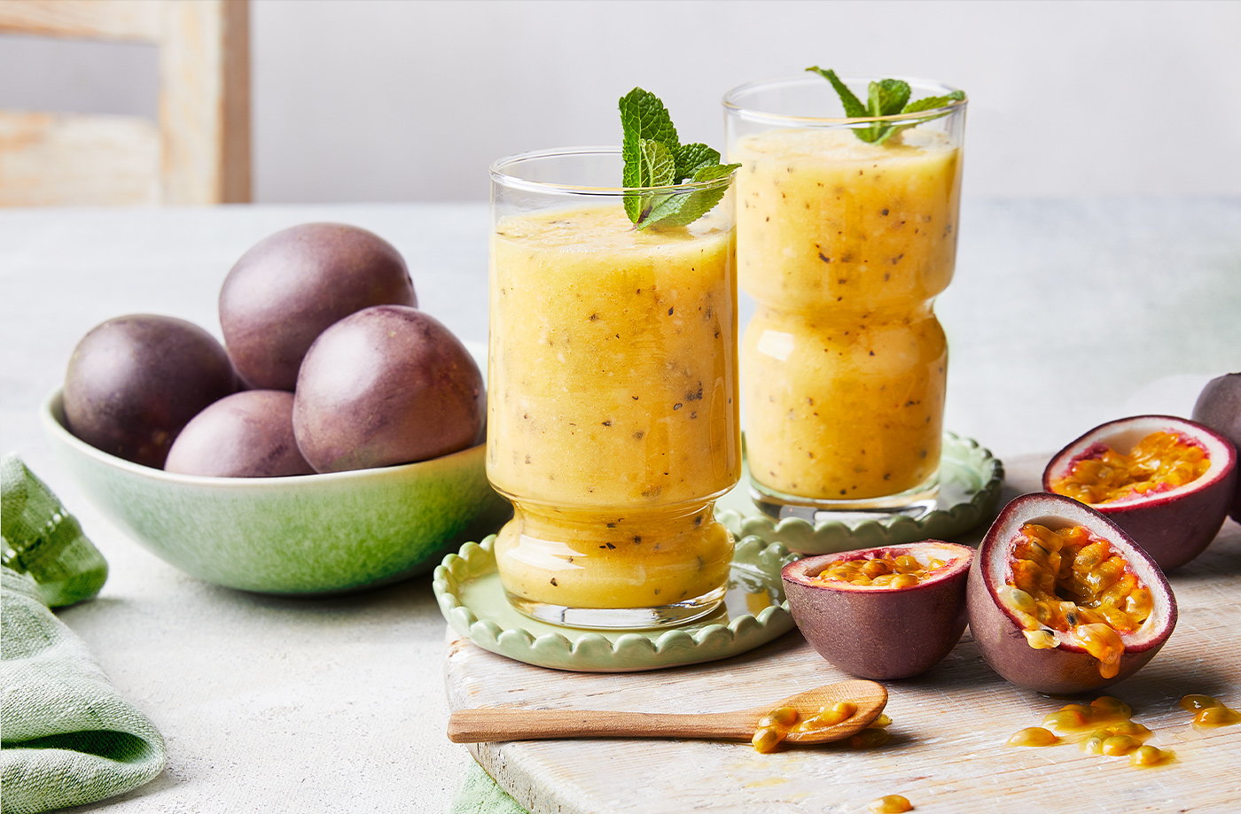 Passion fruit, mango and cardamom smoothie