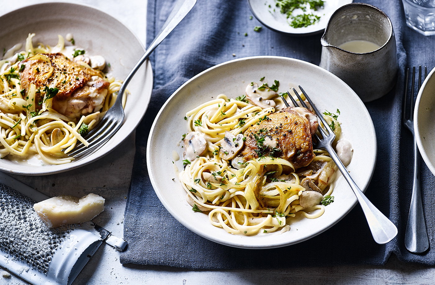 Chicken thighs with creamy mushroom sauce