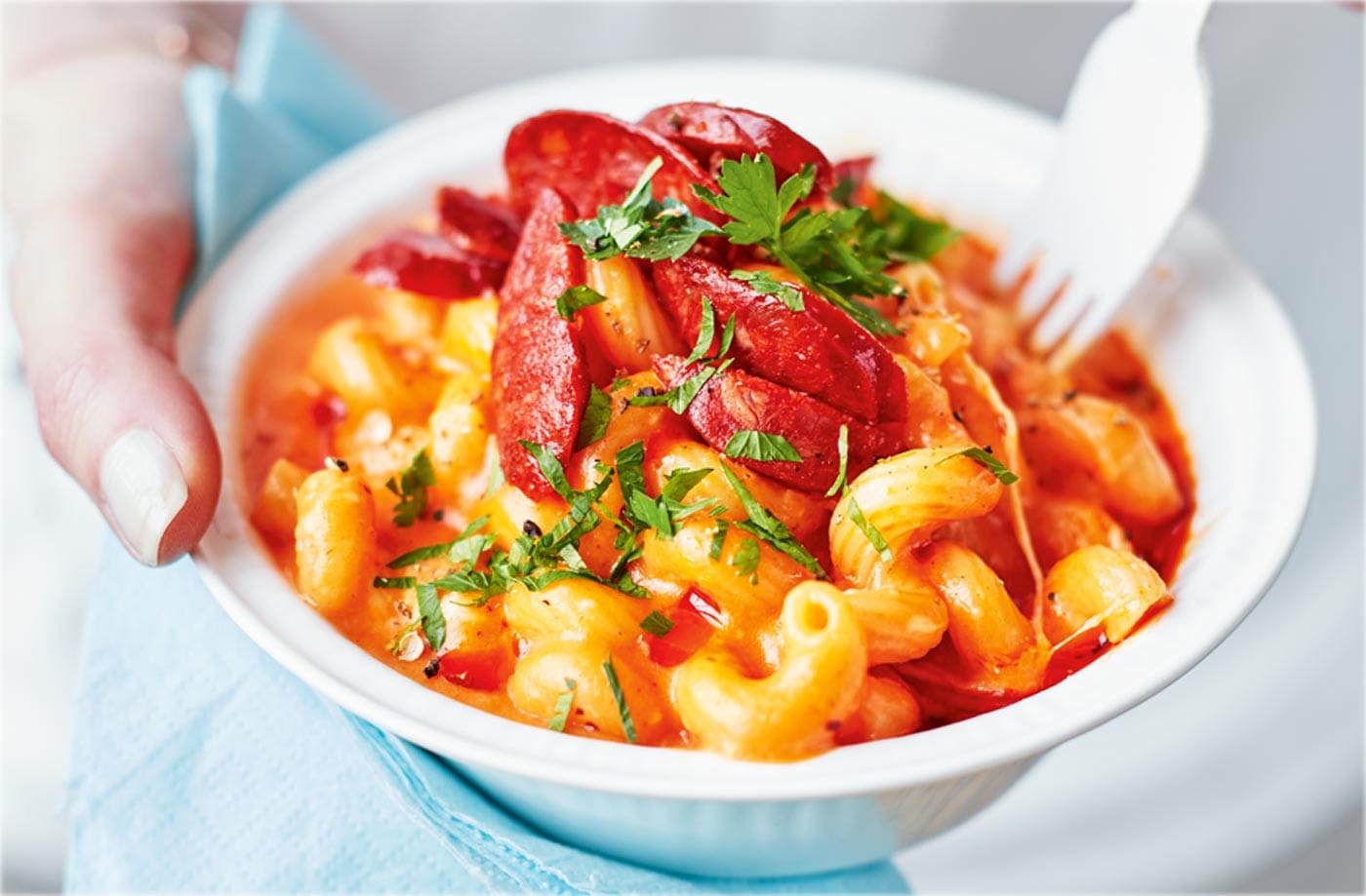 Chipotle and chorizo red mac 'n' cheese