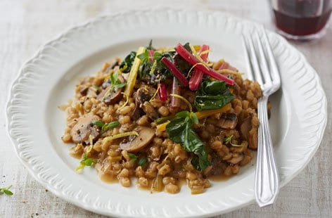 Image of "Porcini barley risotto with lemon chard"