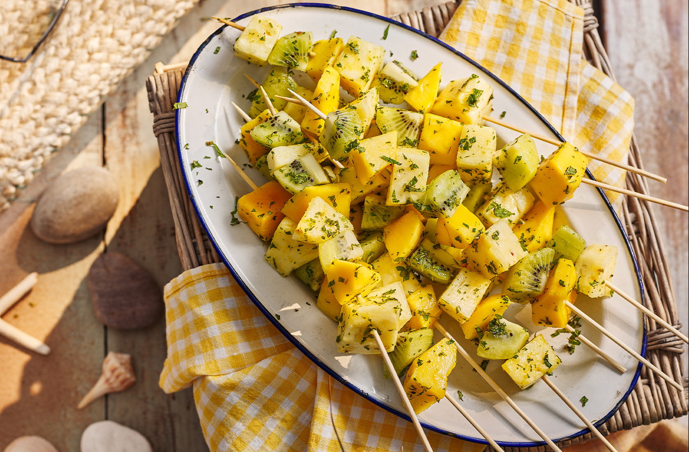 Mojito fruit skewers