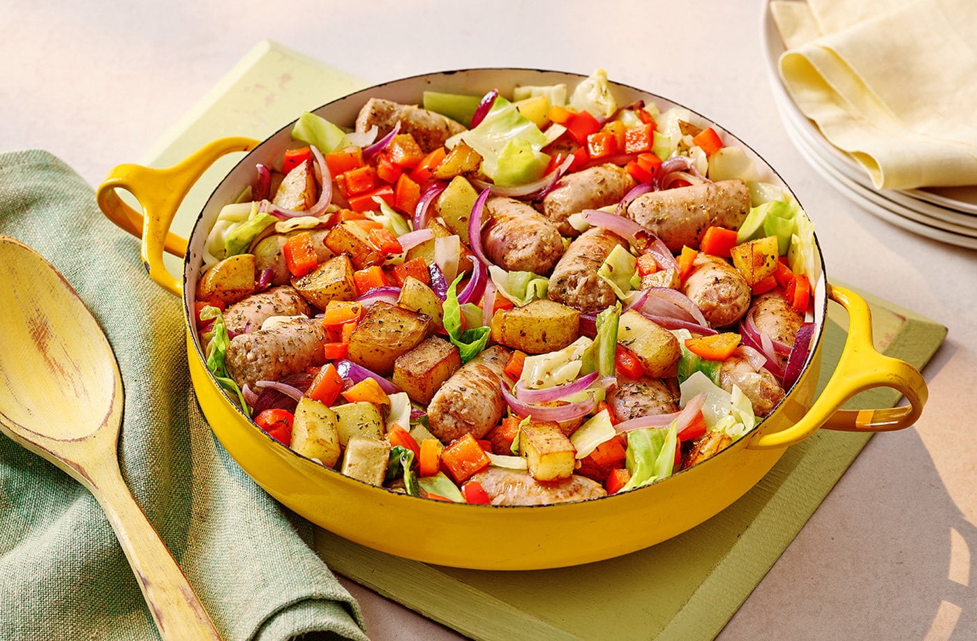 Pan-fried sausage and cabbage hash