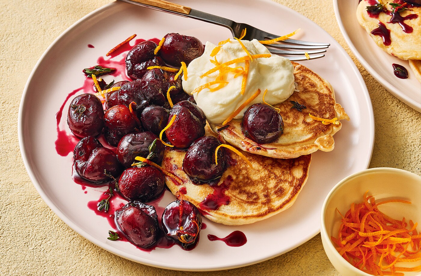 Roasted cherries with whipped mascarpone
