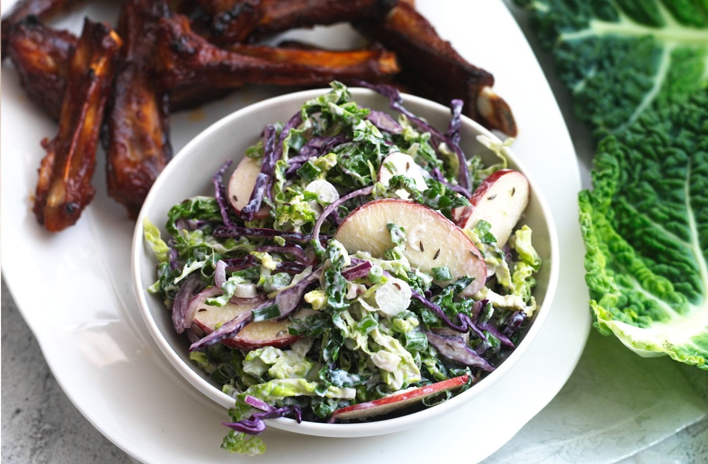 Sticky ribs and slaw