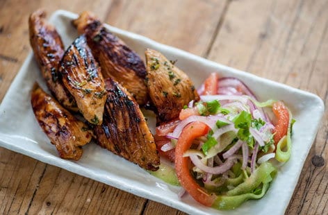 Image of "Galton Blackiston’s marinated chicken strips with cucumber relish"