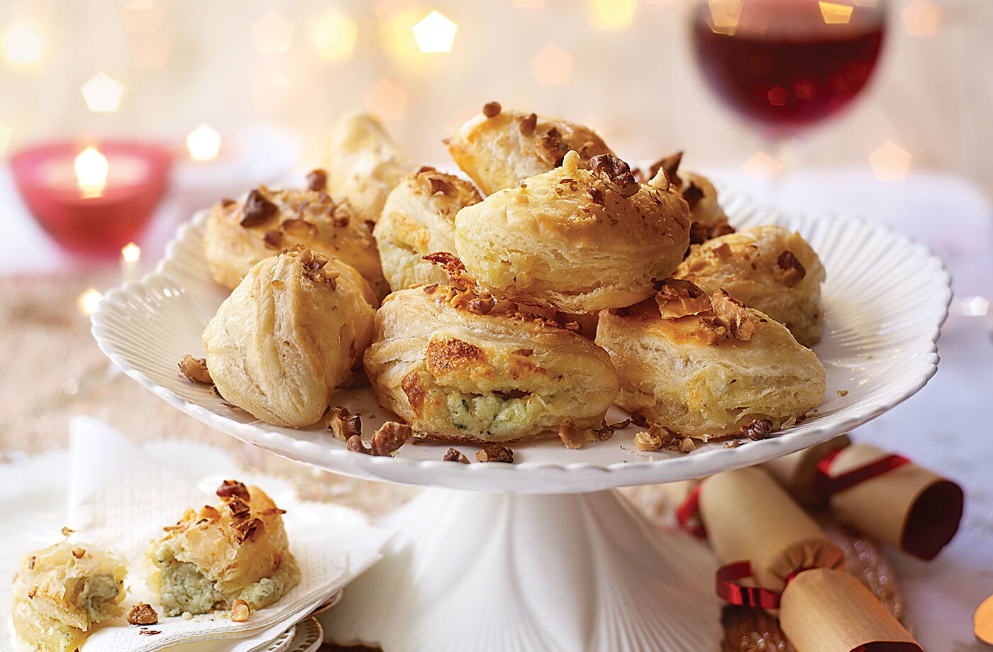Stilton and walnut puffs