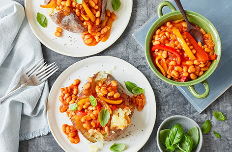 Image of "Homemade smoky beans and potatoes"