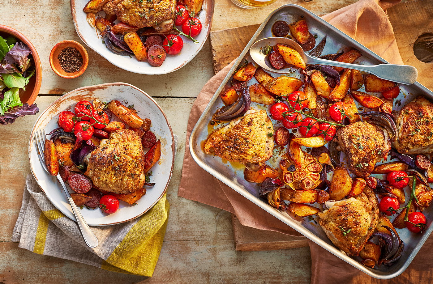 Spanish-inspired chicken traybake