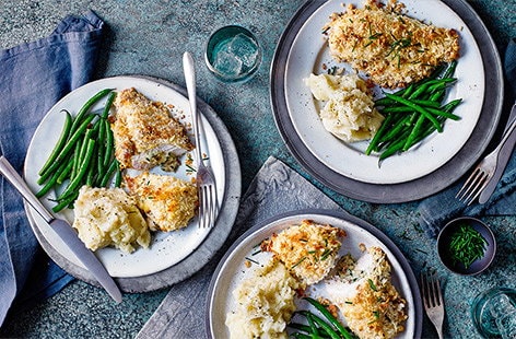 Image of "Caesar-stuffed breaded chicken"