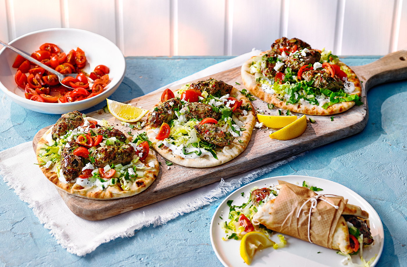 Turkey kofta with flatbreads