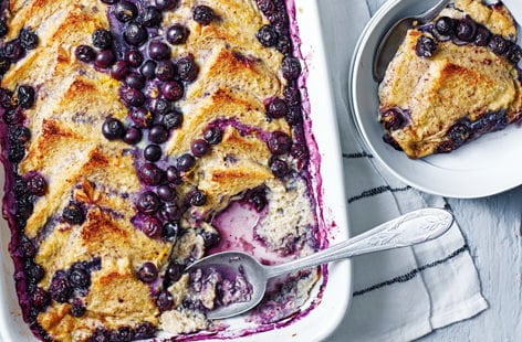 Image of "Blueberry ‘bread and butter’ pudding"