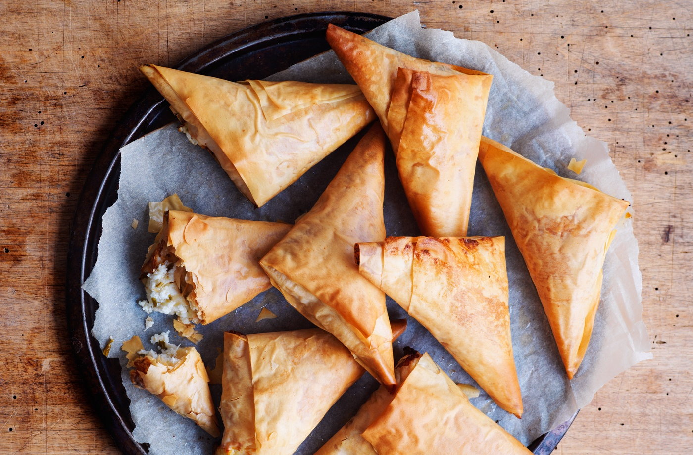 Cheese filo triangles