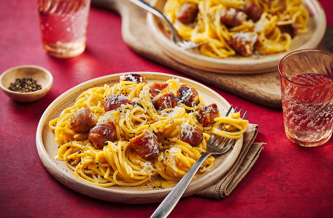 Pigs in blankets carbonara