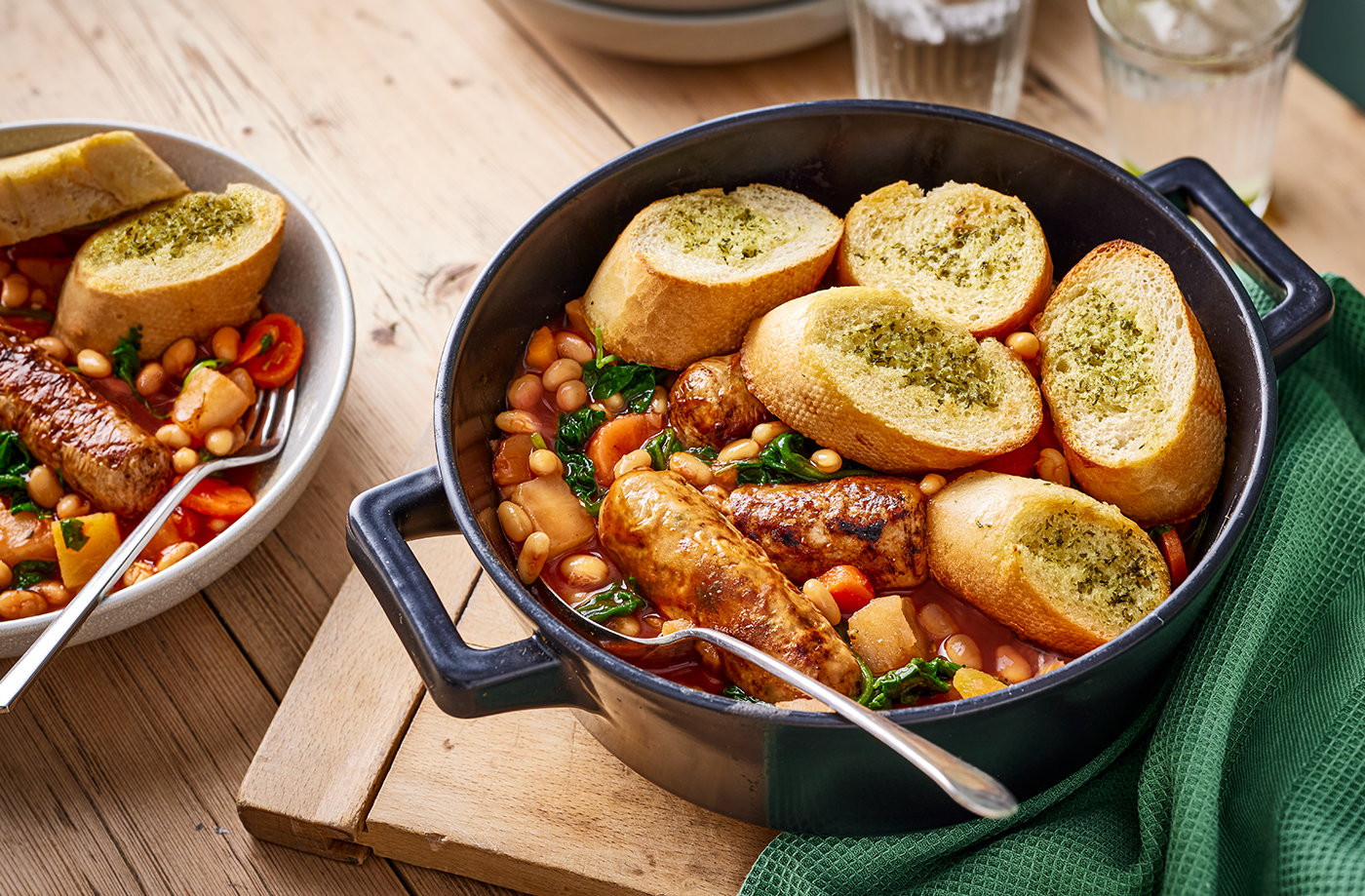 Bangers and beans bake
