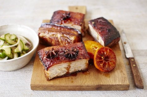 Image of "Roast pork belly with citrus and star anise"
