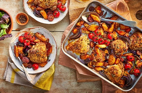 Image of "Spanish-inspired chicken traybake"