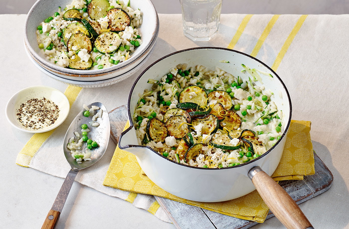 Baked courgette and feta risotto
