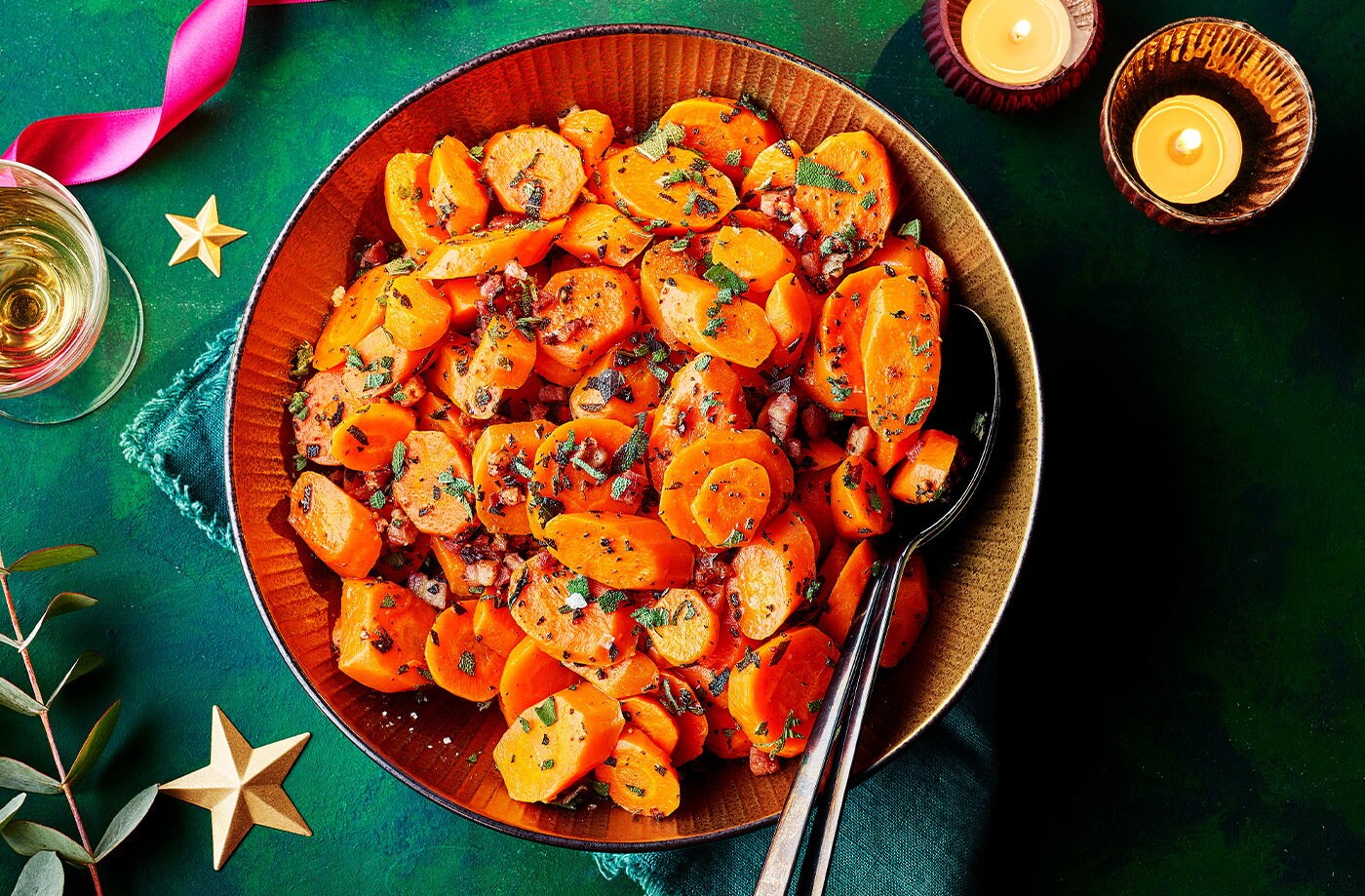 Brown butter and bacon carrots
