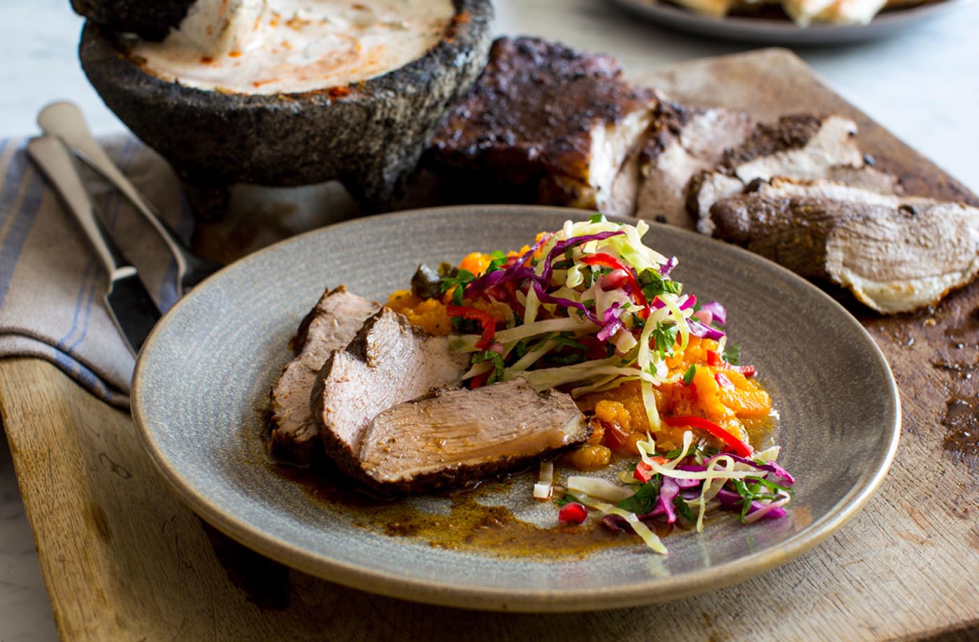 Roast lamb with autumn salad