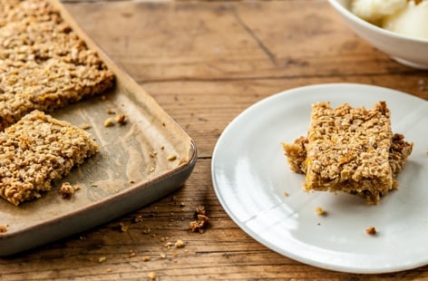 Image of "Alyn Williams' honey flapjack with frozen yogurt"