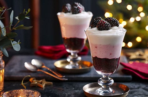 Image of "Layered vegan blackberry fool"