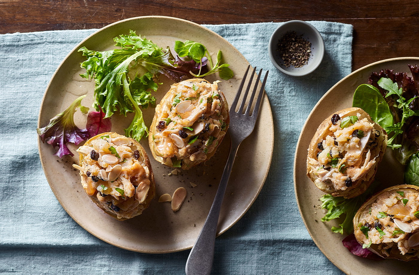 Coronation chicken stuffed potatoes