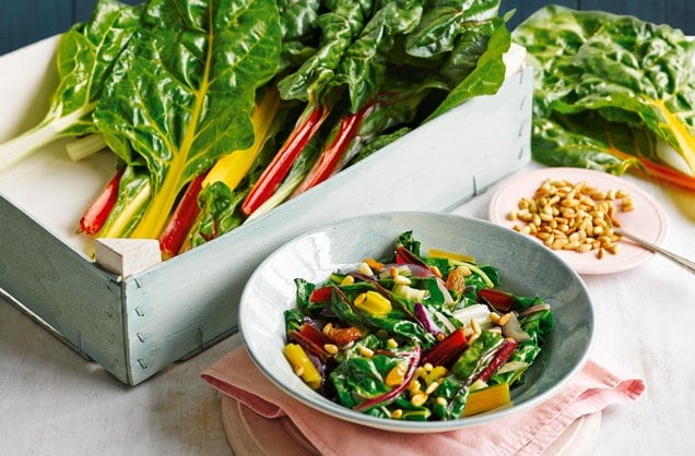 Rainbow chard with raisins and pine nuts