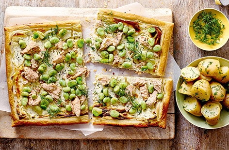 Image of "Salmon and broad bean tart"