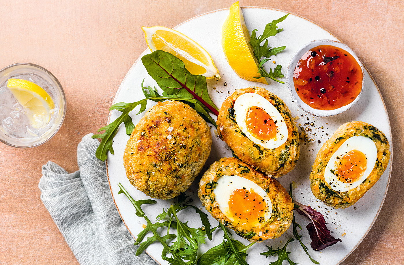 Sweet potato and spinach Scotch eggs