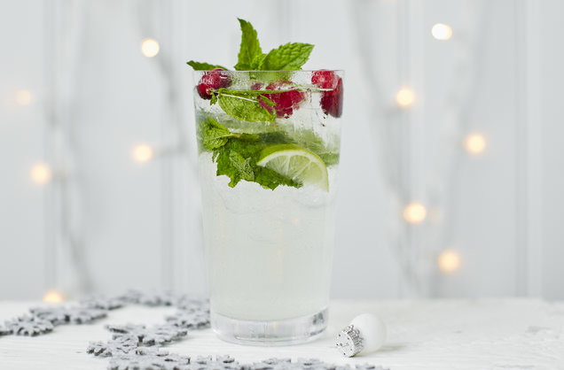 Coconut and cranberry mojito