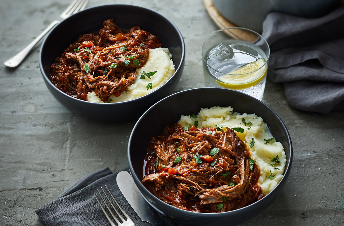 Beef brisket ragu with creamy mash