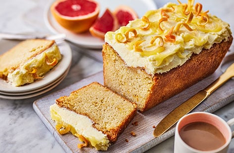 Image of "Zingy pink grapefruit and orange loaf cake"