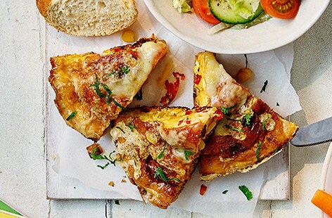 Image of "Sweetcorn, pepper and chorizo frittata"