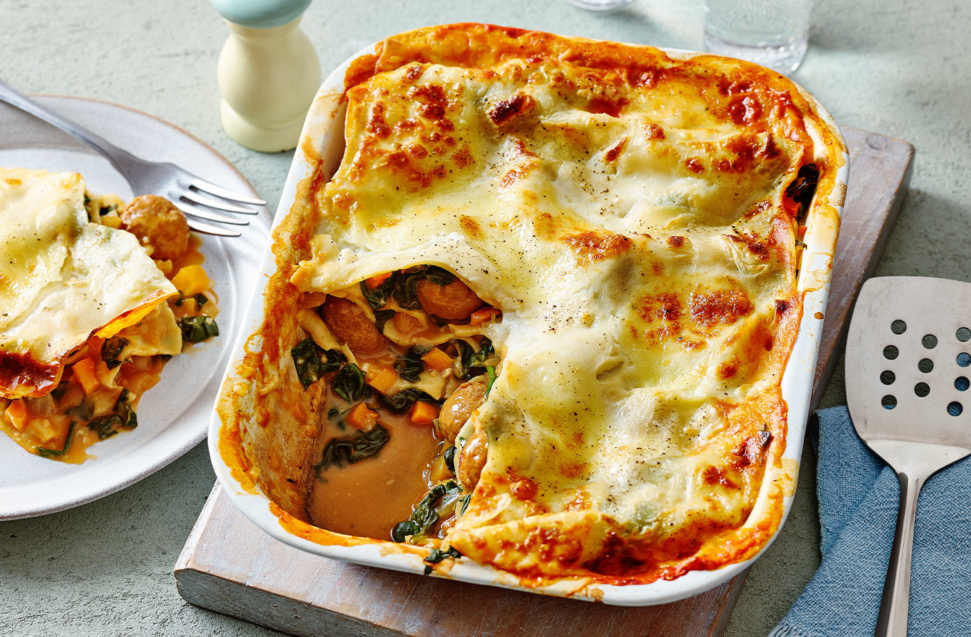 Spinach and meatball lasagne