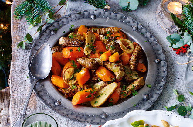 Brown butter root vegetables