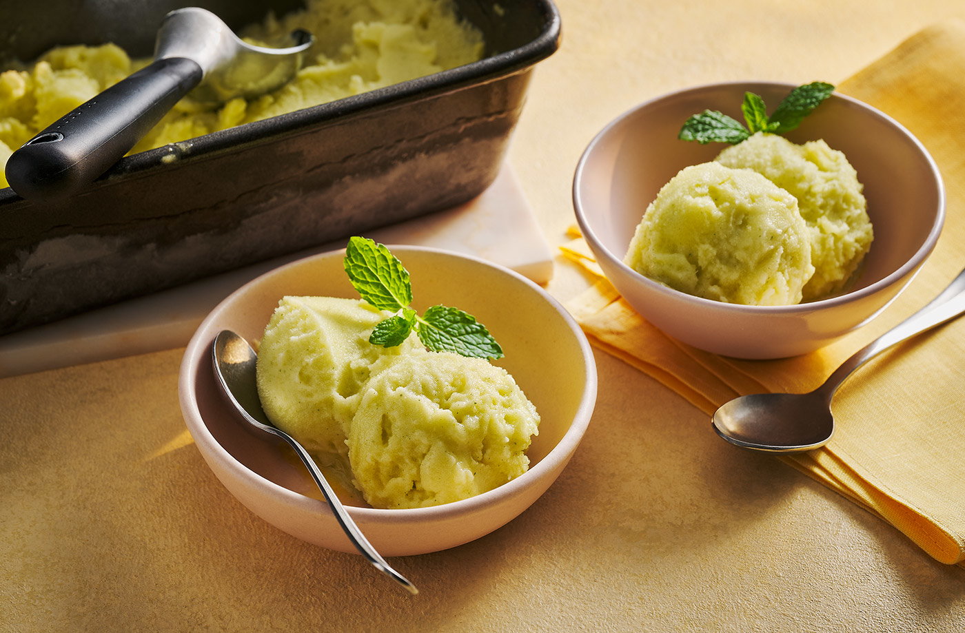 Pineapple and mint sorbet