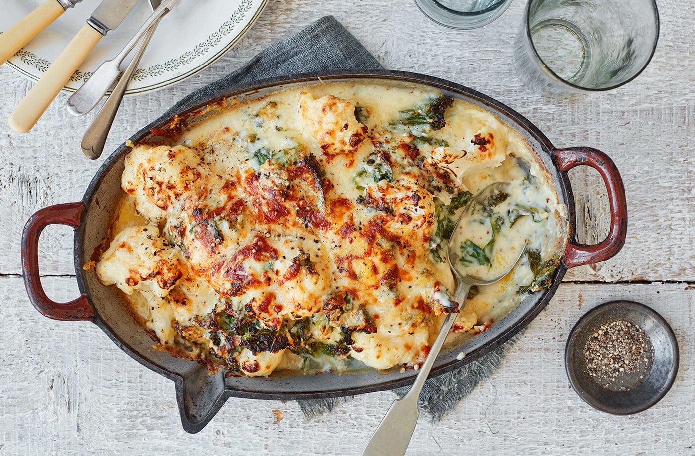 Kale and cauliflower cheese