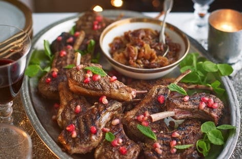 Image of "Spiced lamb with sticky date and onion chutney"