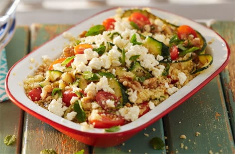Image of "Barbecued courgette and couscous salad with feta"