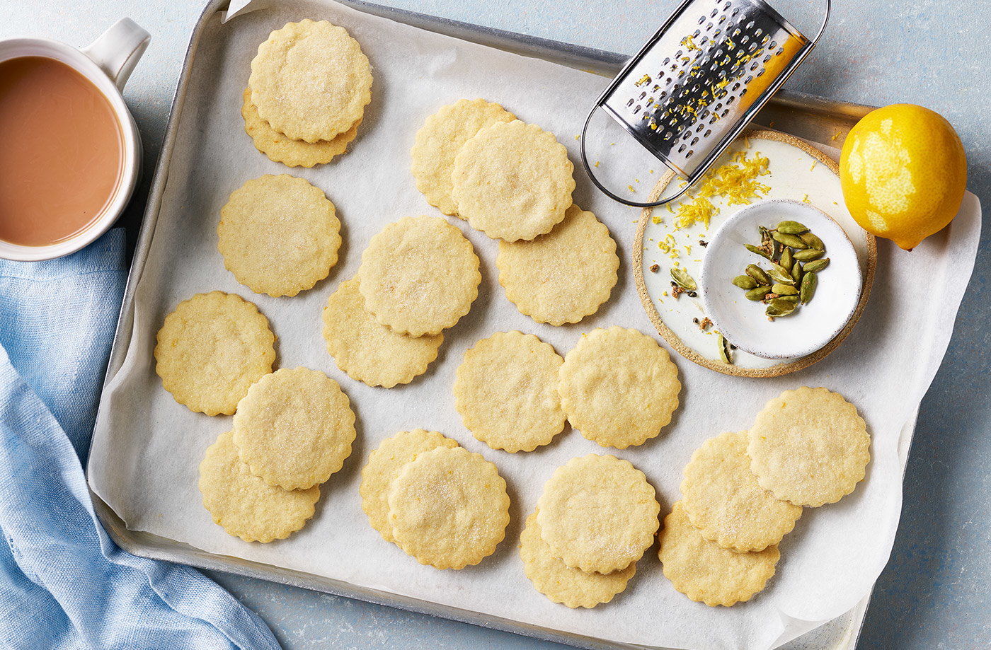 Lemon and cardamom shortbread
