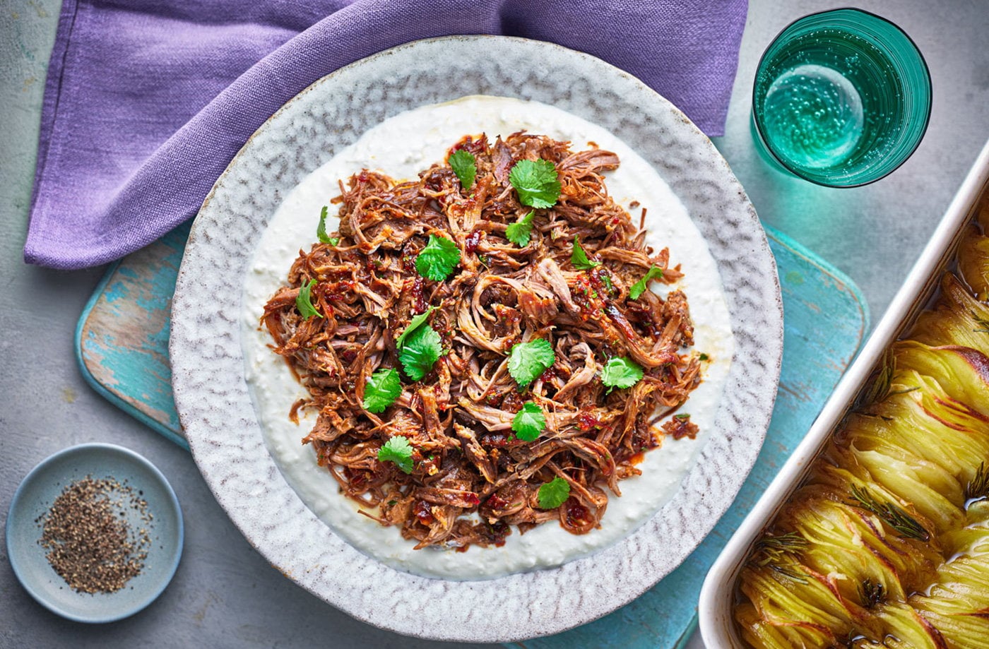 Slow-cooked hot honey lamb shoulder