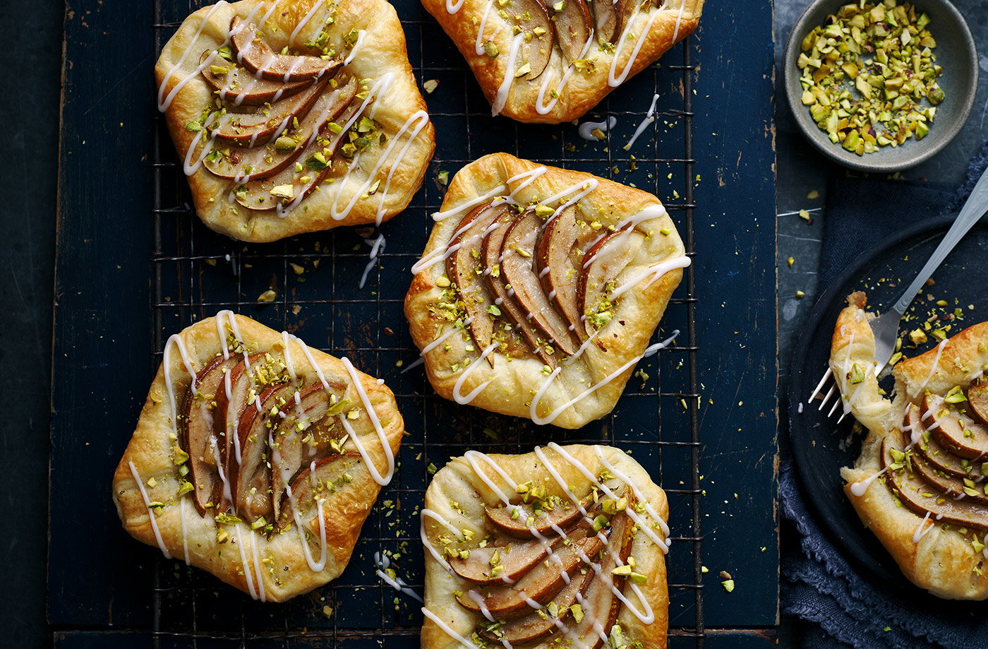 Pear and cinnamon custard Danish pastries