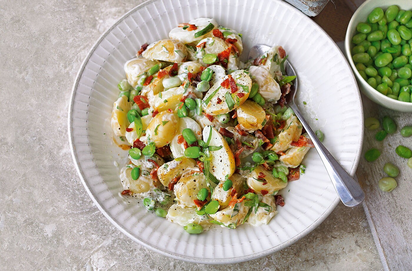 Jersey Royals with broad beans