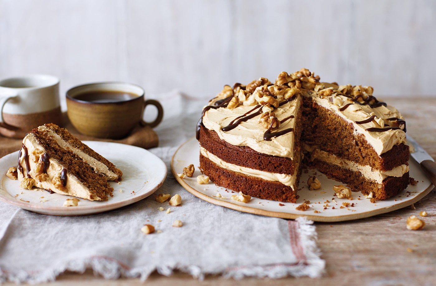 Coffee and walnut cake