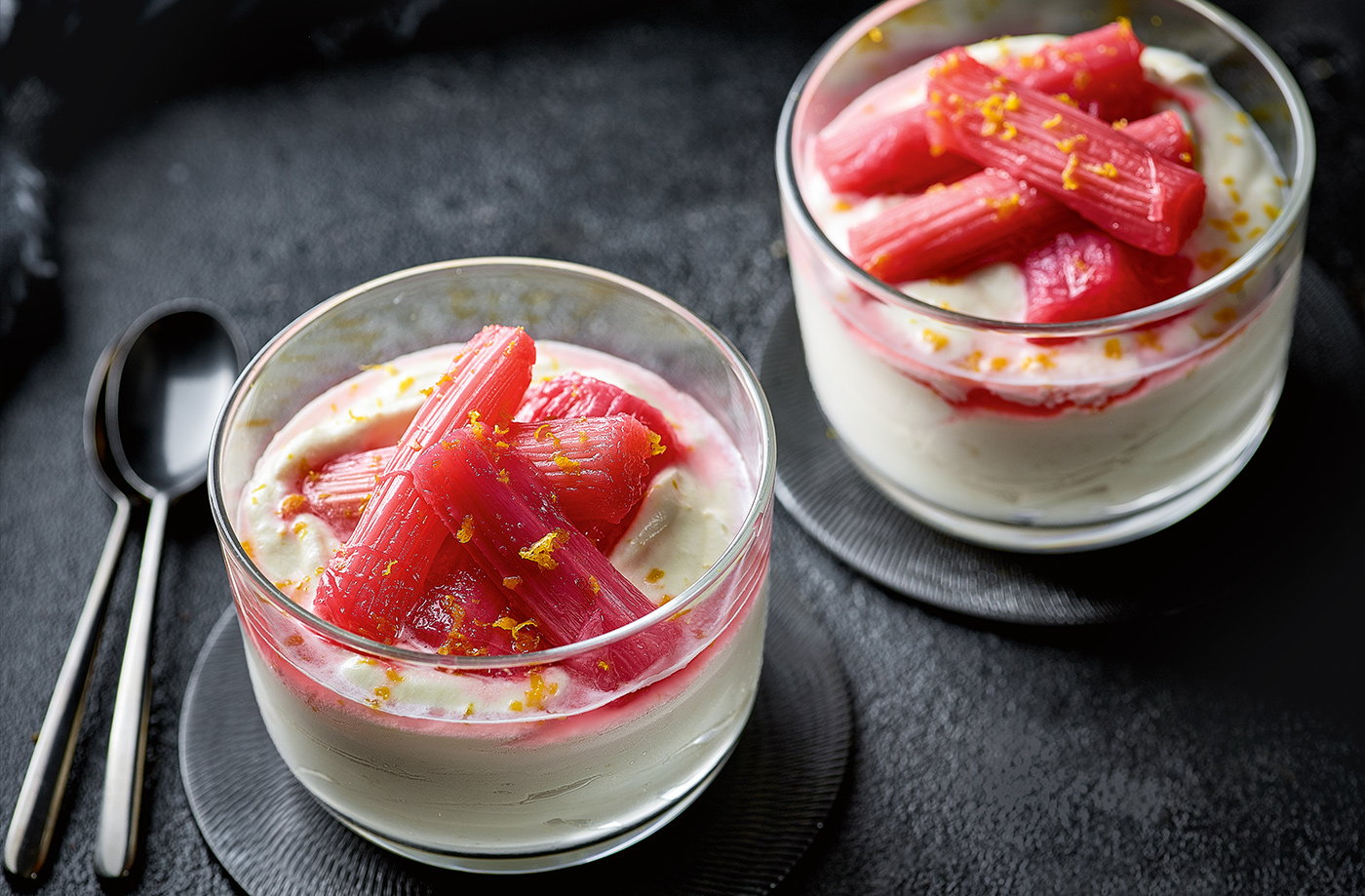 Rhubarb and rosé syllabubs
