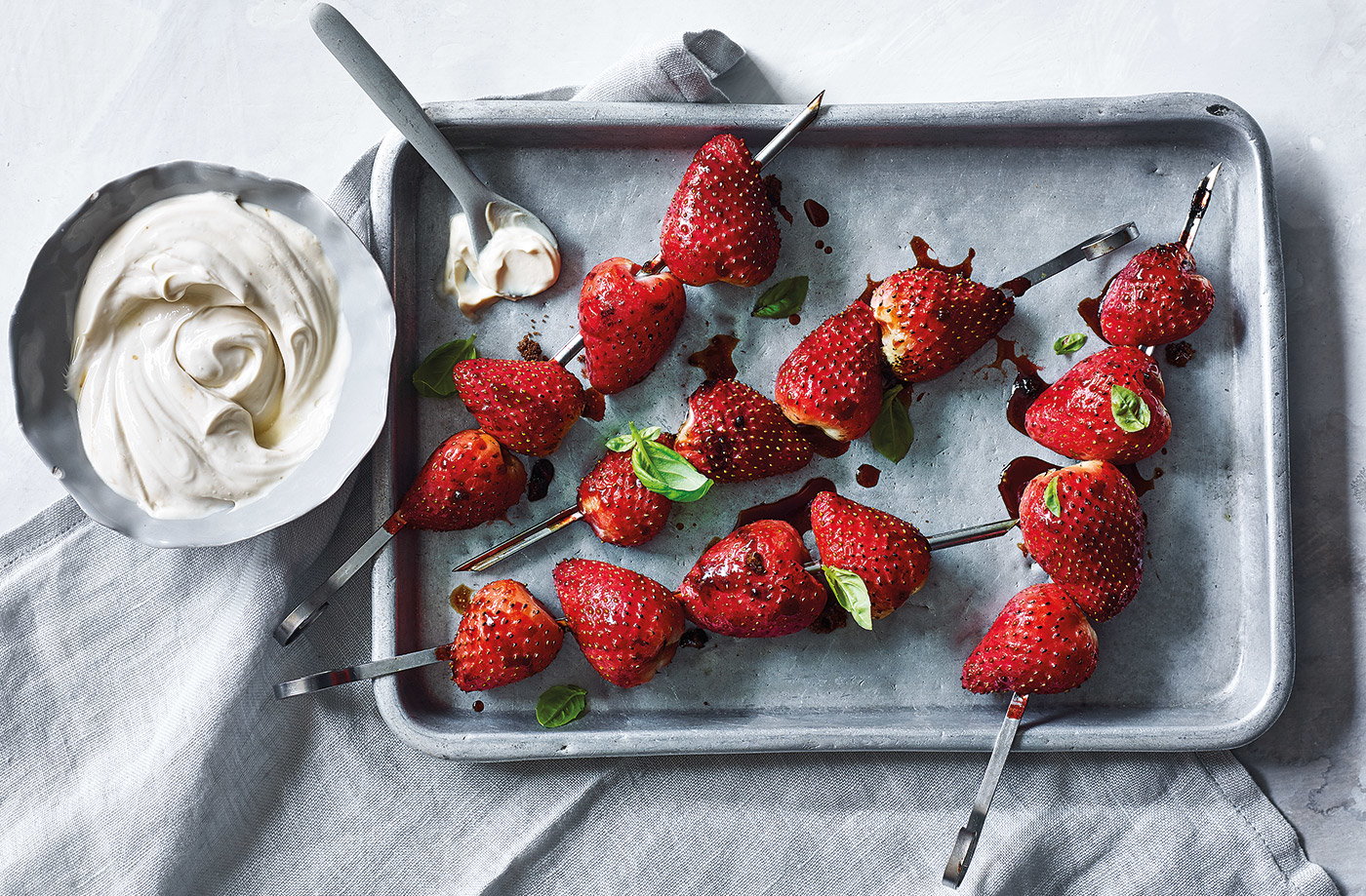Smoky strawberry skewers