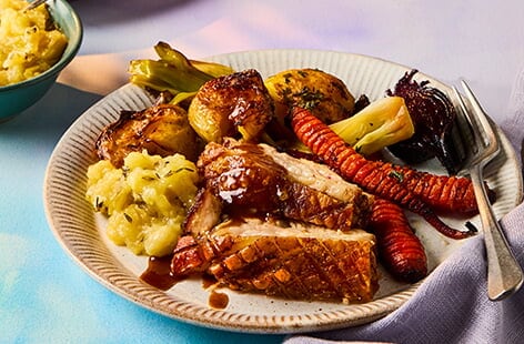 Image of "Pork belly with spring onion apple sauce"