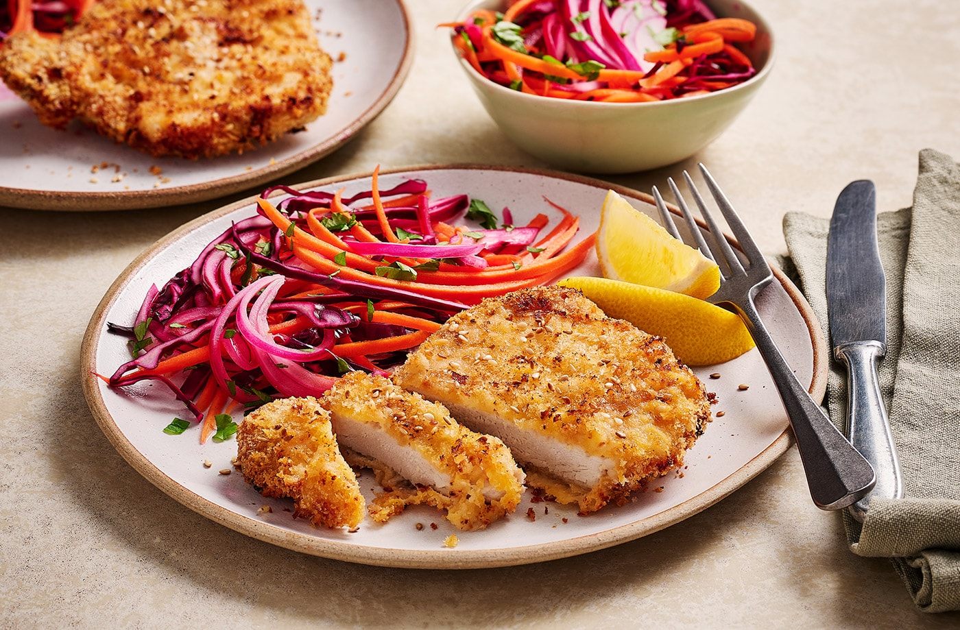 Air-fryer pork schnitzels