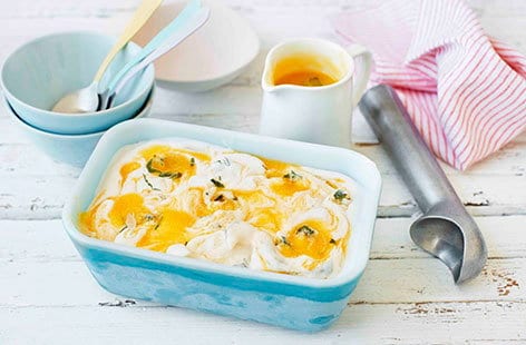 Image of "Vegan peach and basil ice cream "