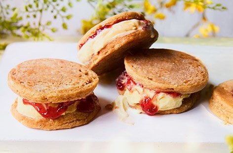 Image of "Peanut butter and jelly ice cream sandwiches"